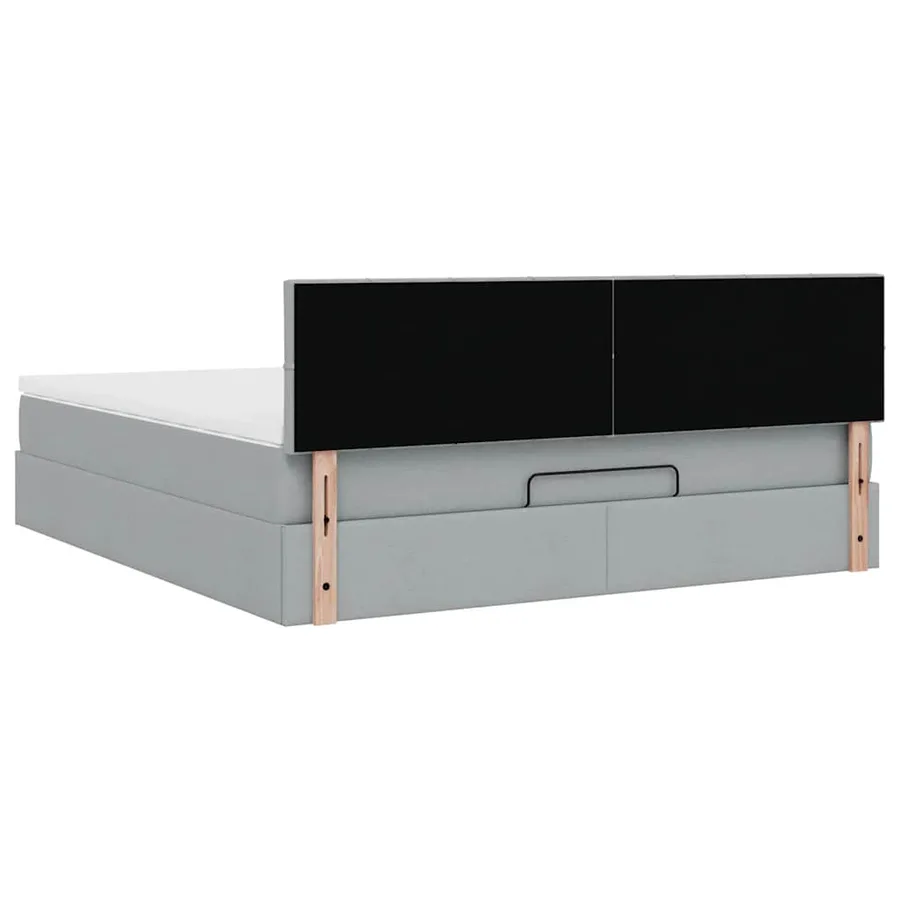 Lit ottoman avec matelas gris clair 160x200 cm tissu - 11