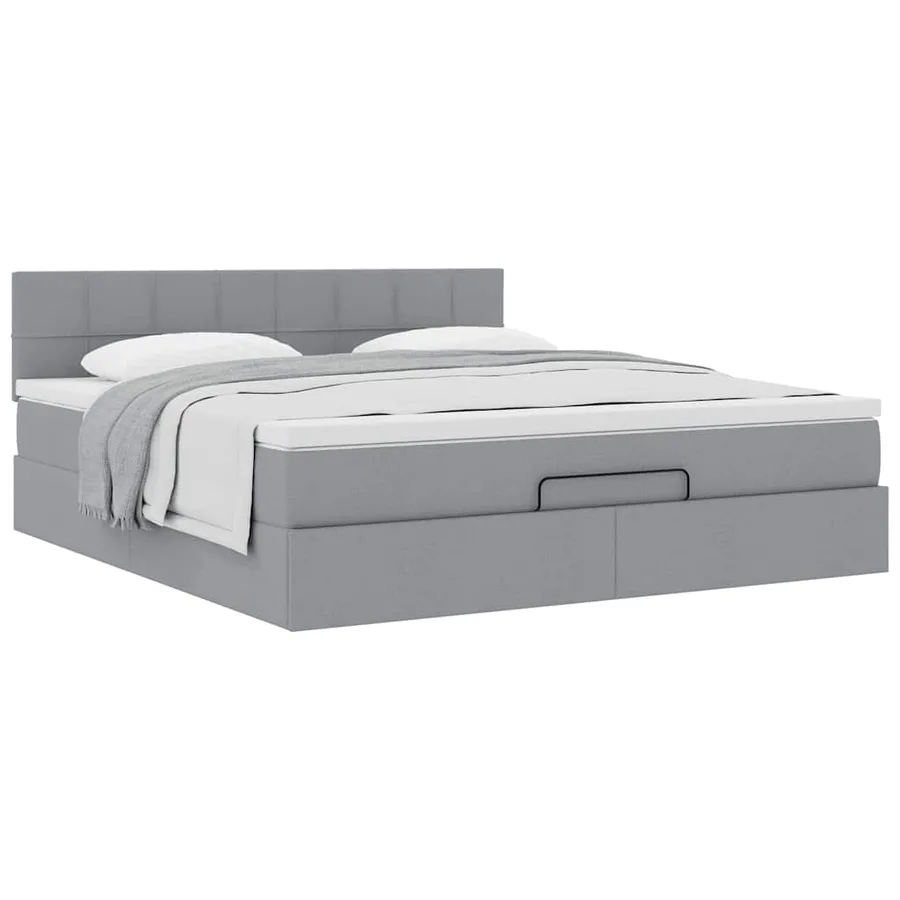 Lit ottoman avec matelas gris clair 160x200 cm tissu - 5