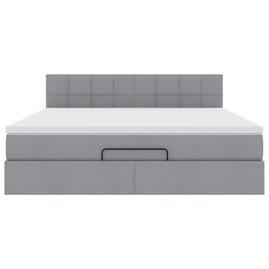 Lit ottoman avec matelas gris clair 160x200 cm tissu - 7