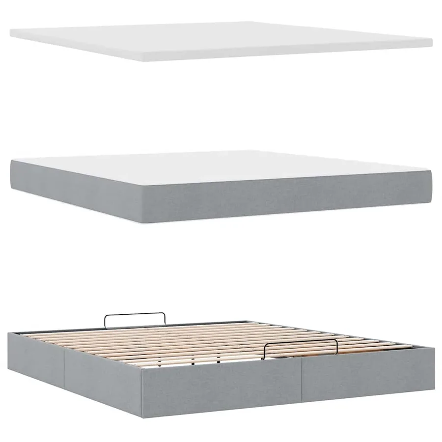 Lit ottoman avec matelas gris clair 160x200 cm tissu - 8