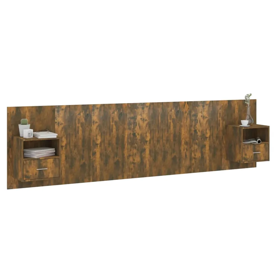 Tête de lit avec armoires Chêne fumé Bois d'ingénierie - 3