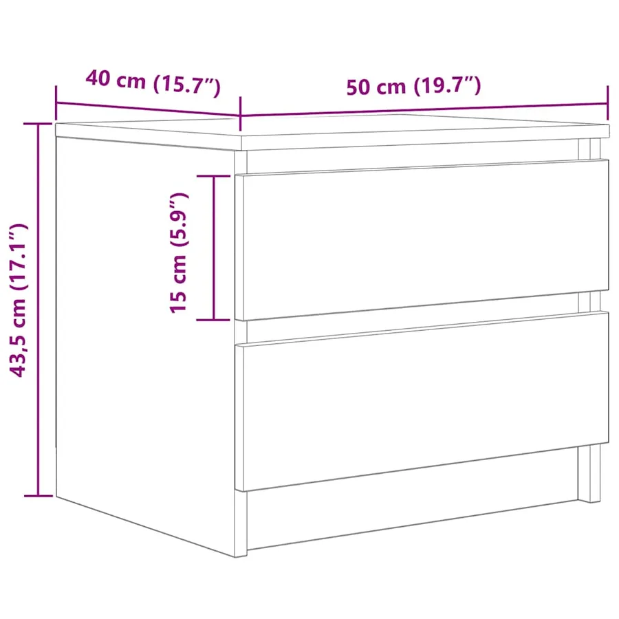 Tables chevet 2pcs chêne artisanal 50x40x43.5cm bois ingénierie - 11