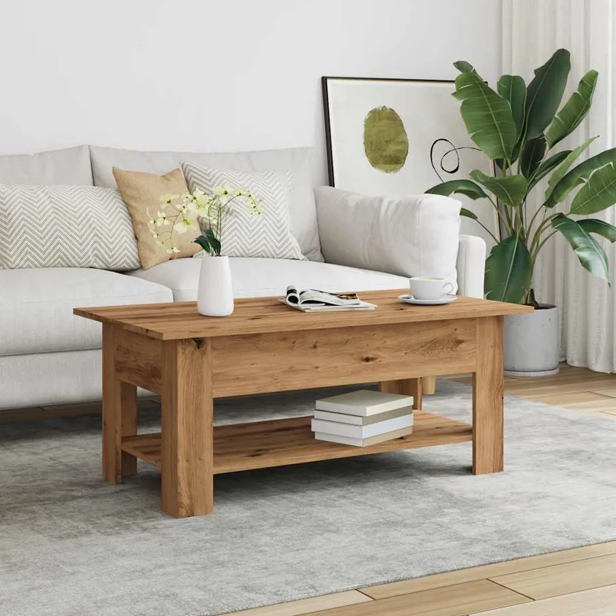 Table basse chêne artisanal 102x55x42 cm bois d'ingénierie - 3