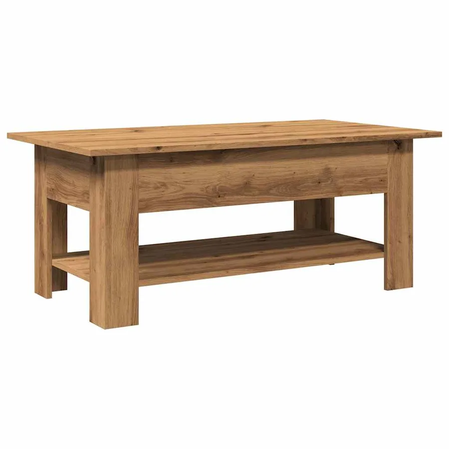 Table basse chêne artisanal 102x55x42 cm bois d'ingénierie - 5