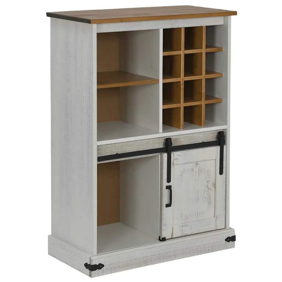 Armoire à vin HALDEN casiers à vin porte coulissante blanc pin - 2