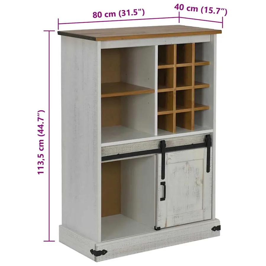 Armoire à vin HALDEN casiers à vin porte coulissante blanc pin - 9