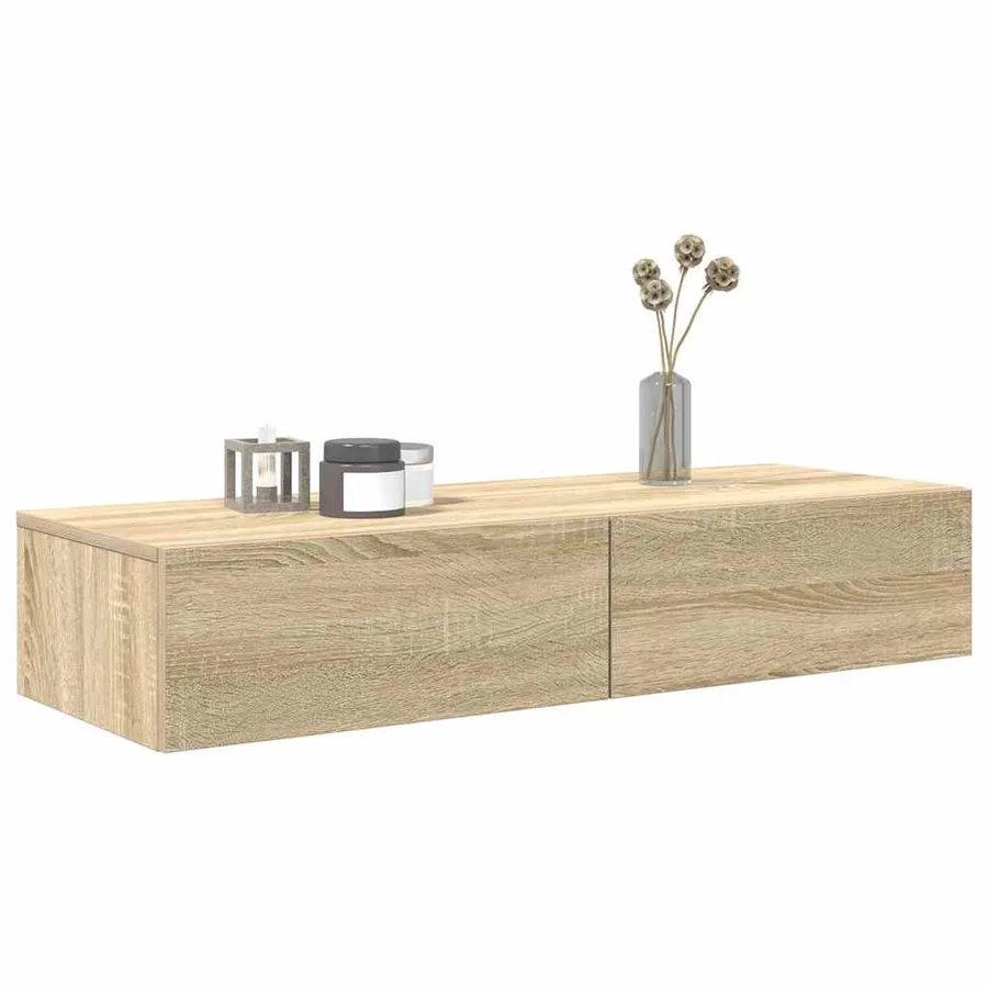 Étagère murale avec tiroirs chêne sonoma bois d'ingénierie - 3