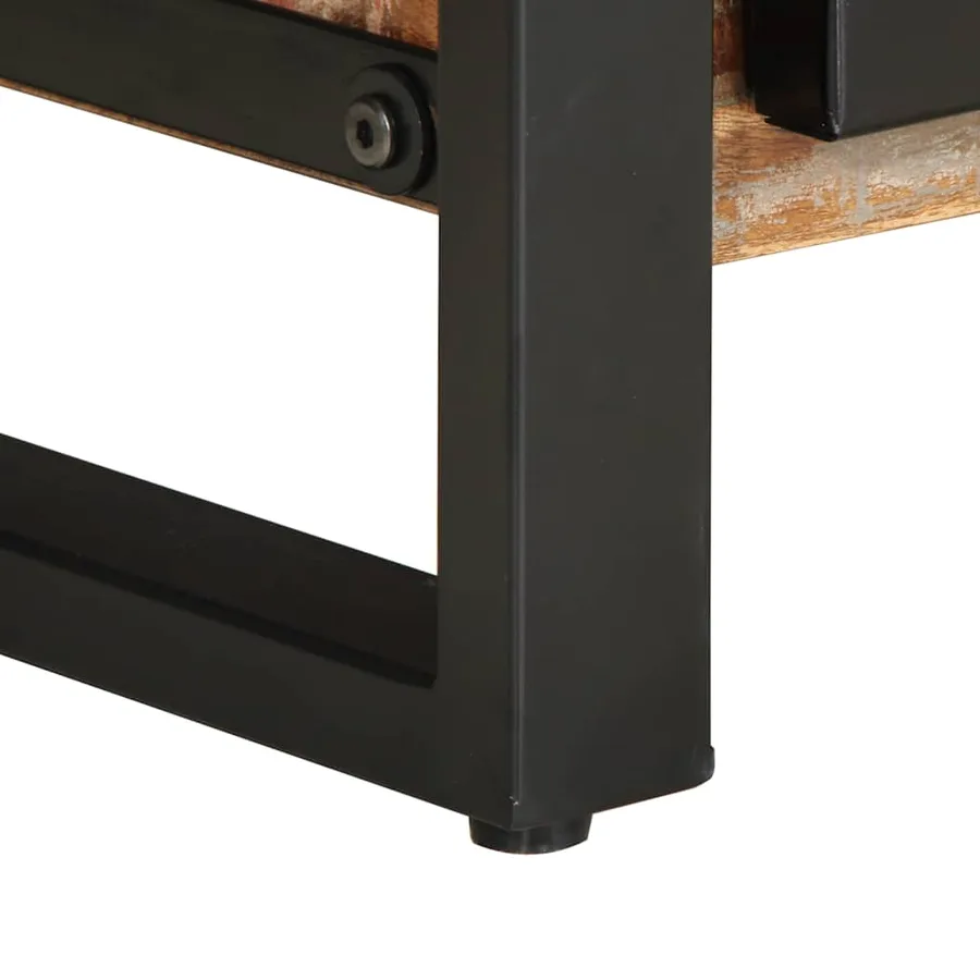 Table basse multicolore 90x50x36 cm bois de récupération massif - 9