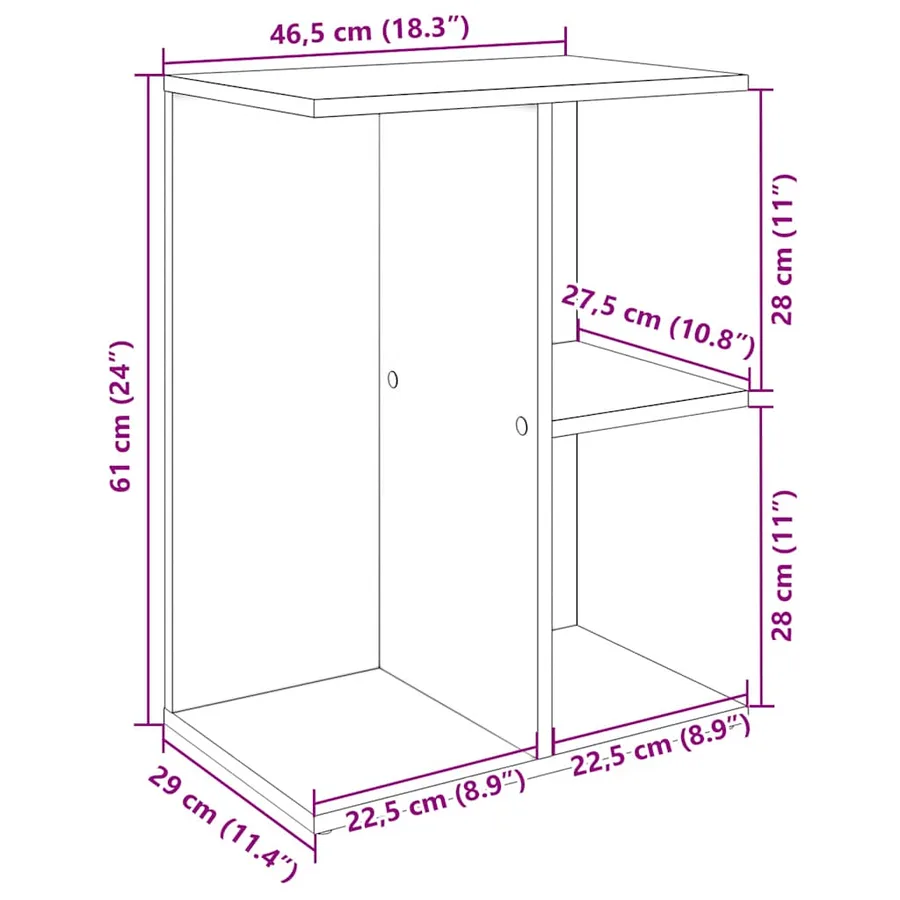 Tables de chevet 2pcs chêne sonoma 46,5x29x61cm bois ingénierie - 11