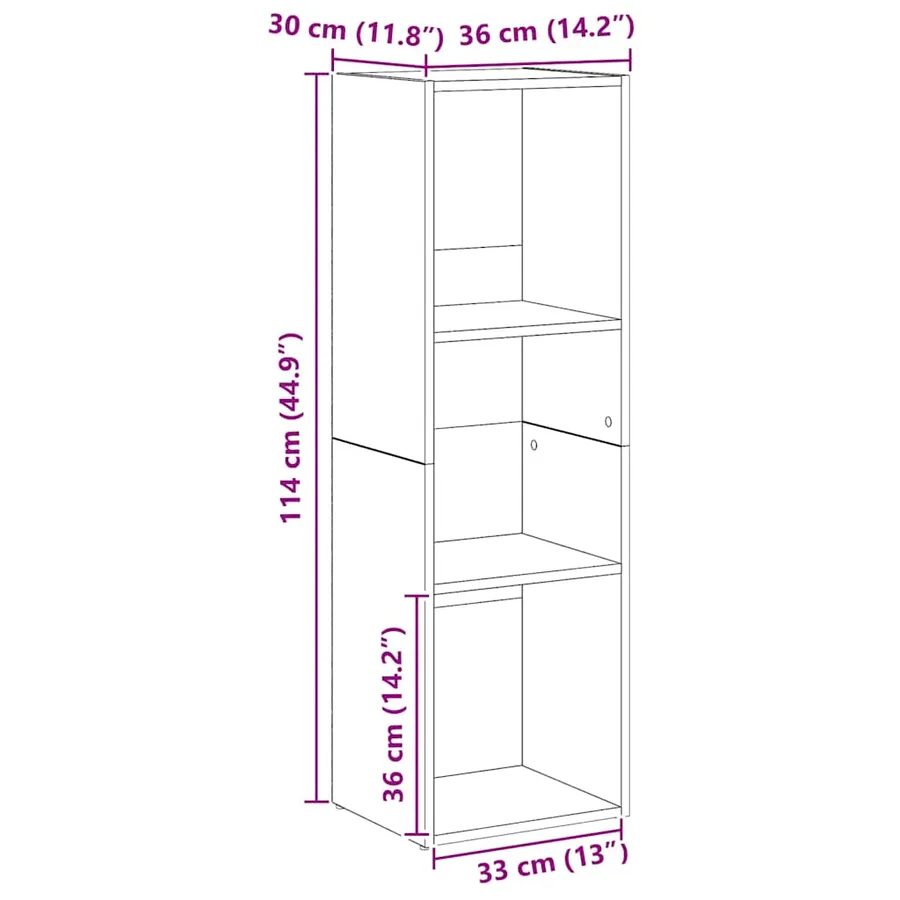 Bibliothèque chêne artisanal 36x30x114 cm bois d'ingénierie - 11