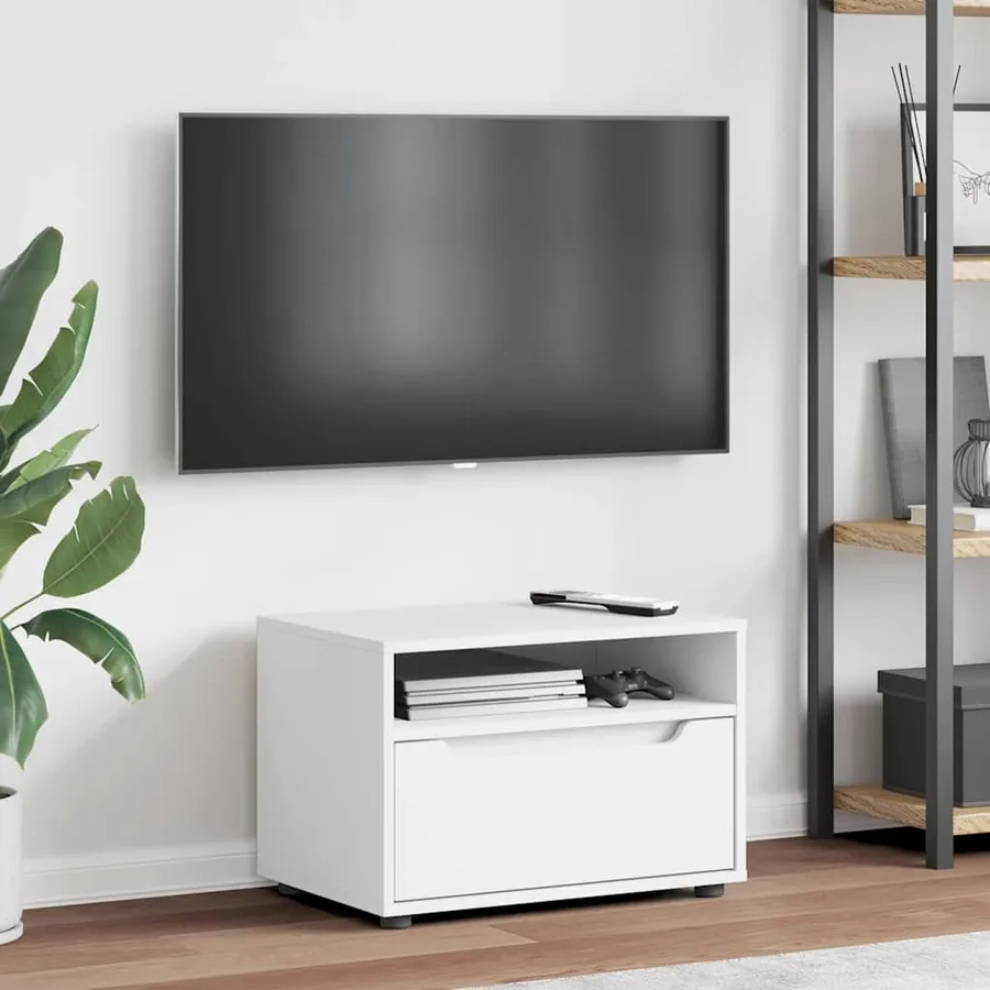 Meuble TV VISNES blanc 60x40x38 cm bois d'ingénierie - 4