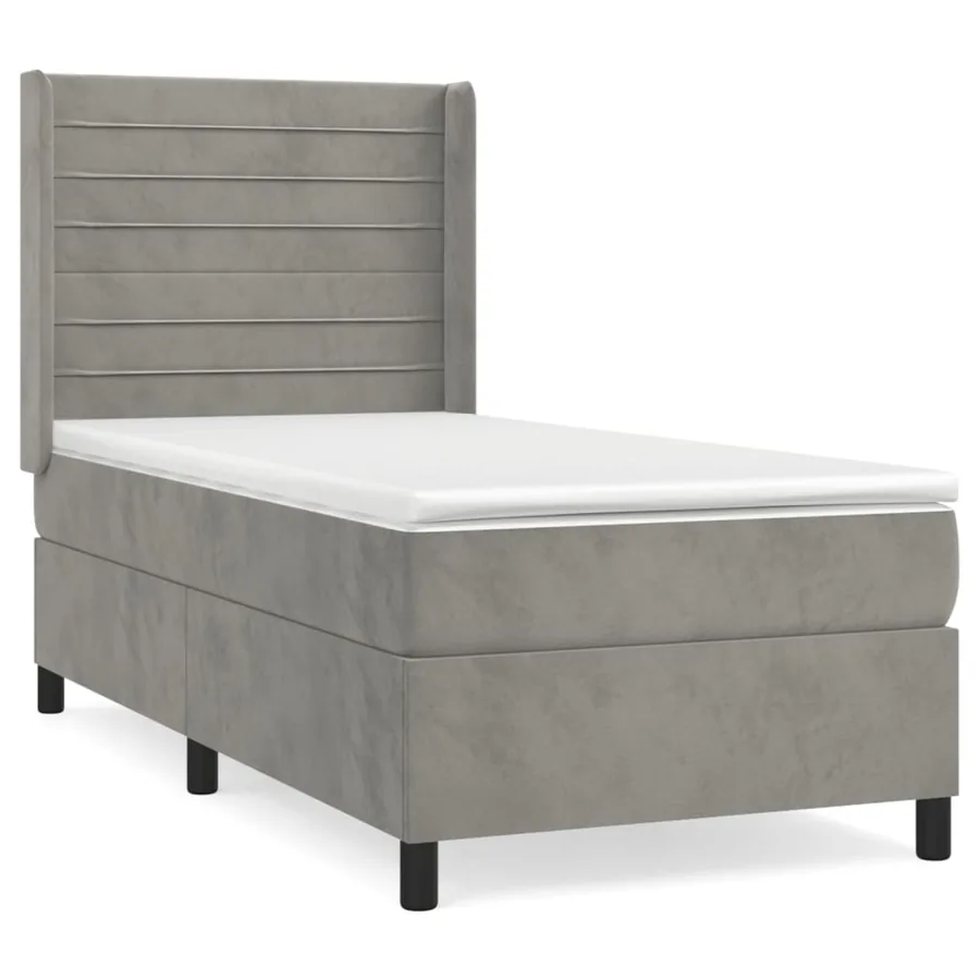 Sommier à lattes de lit et matelas Gris clair 90x200 cm Velours - 2