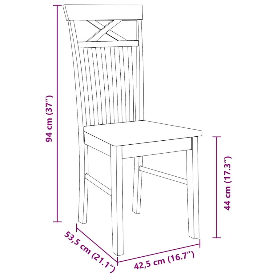 Chaises à manger 2 pcs blanc bois massif caoutchouc - 11
