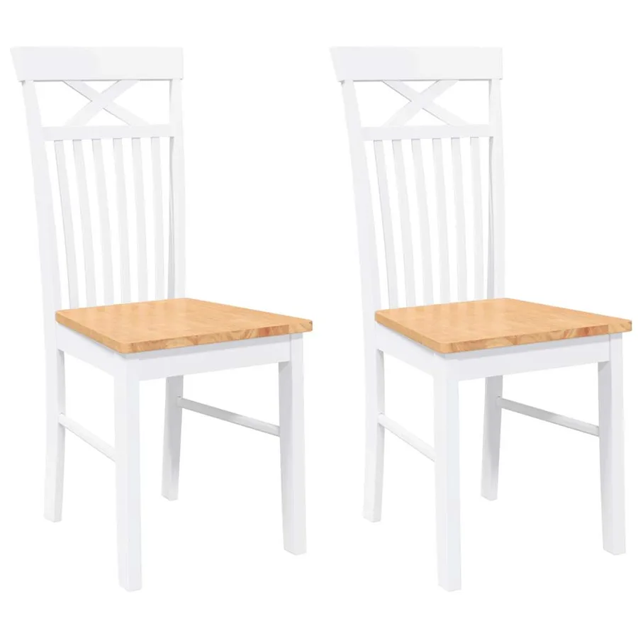 Chaises à manger 2 pcs blanc bois massif caoutchouc - 2
