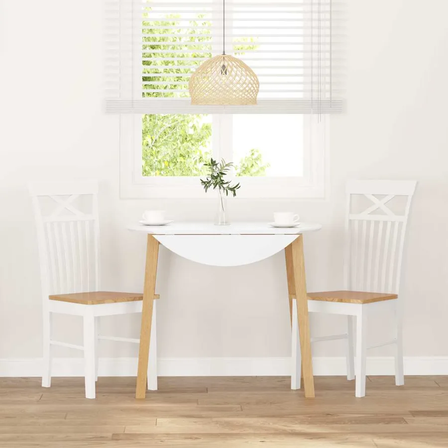 Chaises à manger 2 pcs blanc bois massif caoutchouc - 3