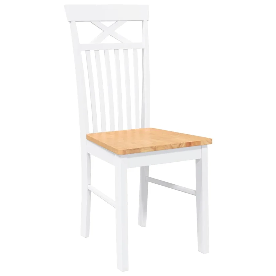 Chaises à manger 2 pcs blanc bois massif caoutchouc - 4