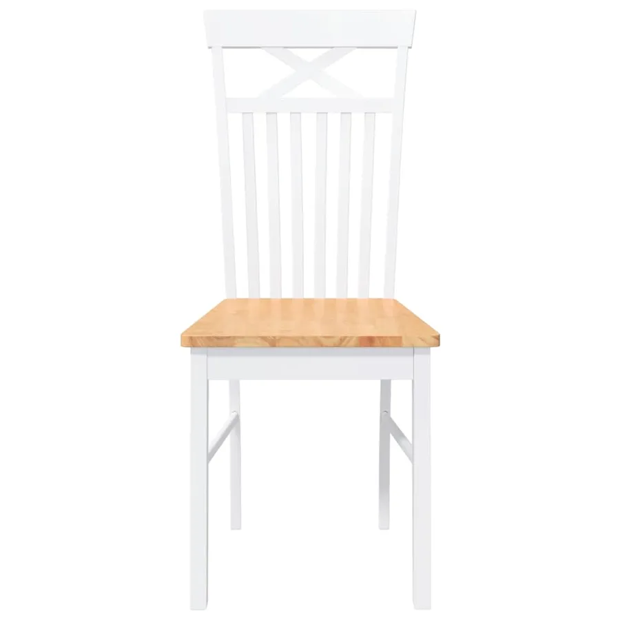 Chaises à manger 2 pcs blanc bois massif caoutchouc - 5