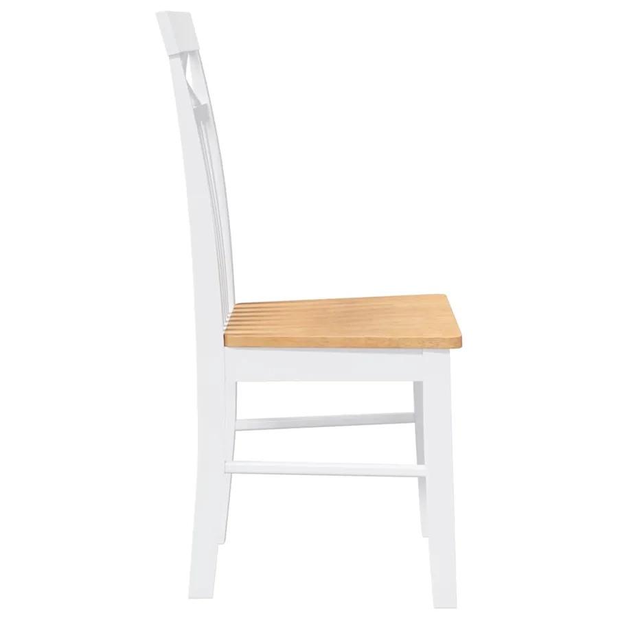 Chaises à manger 2 pcs blanc bois massif caoutchouc - 6