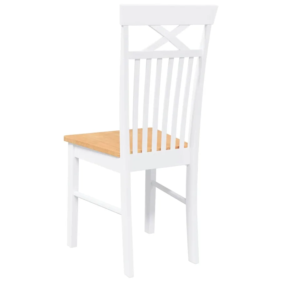 Chaises à manger 2 pcs blanc bois massif caoutchouc - 7