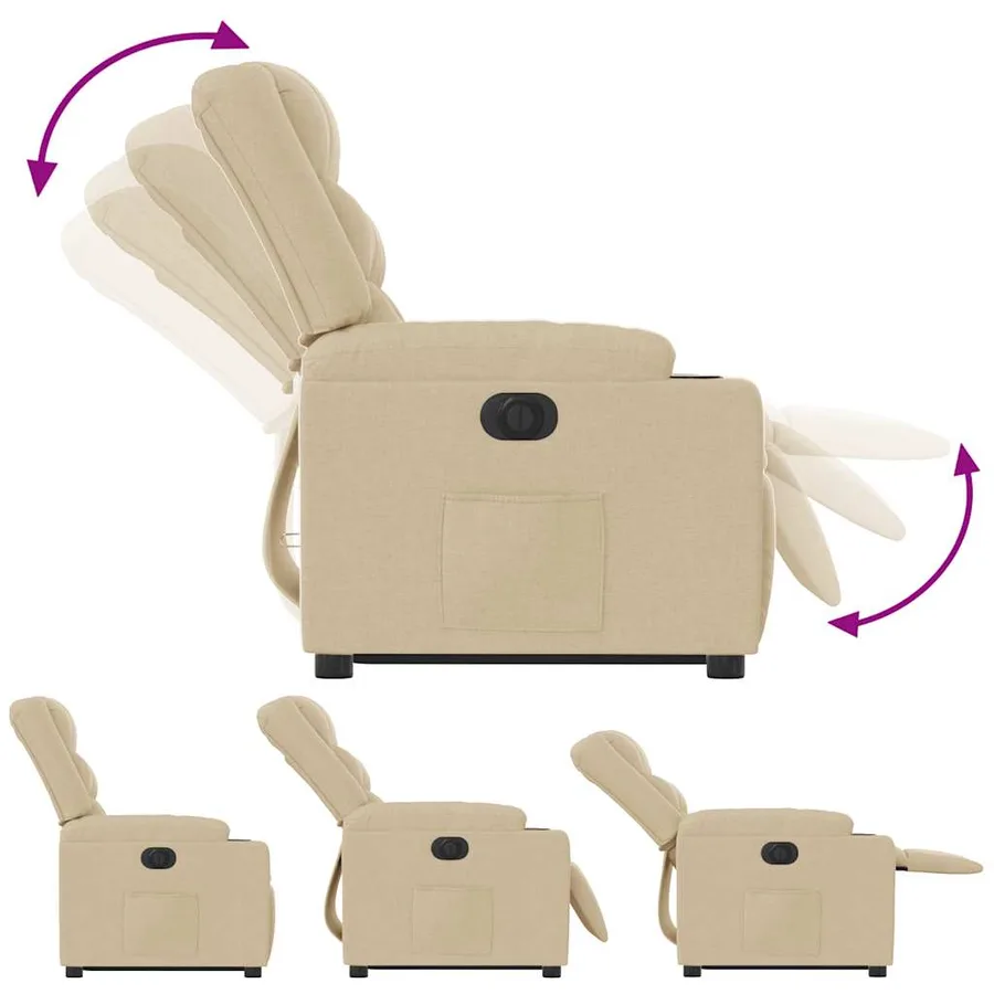 Fauteuil inclinable électrique crème tissu - 10