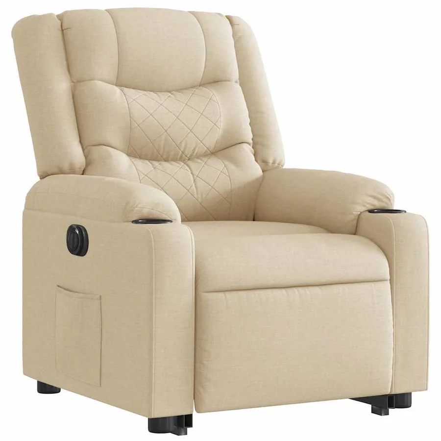 Fauteuil inclinable électrique crème tissu - 6