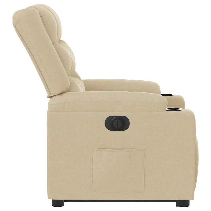 Fauteuil inclinable électrique crème tissu - 7