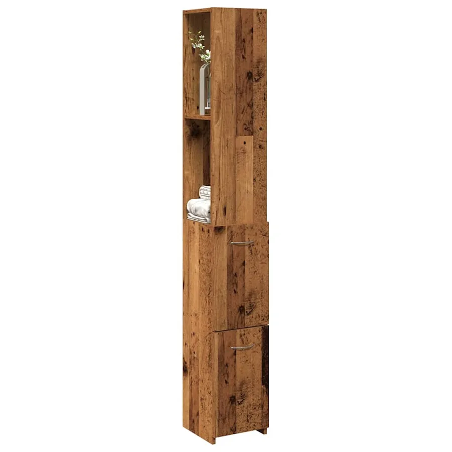 Armoire de salle de bain vieux bois 25x25x170cm bois ingénierie