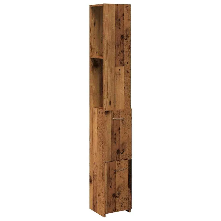 Armoire de salle de bain vieux bois 25x25x170cm bois ingénierie - 2
