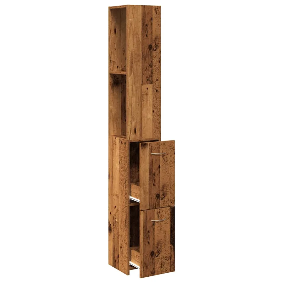 Armoire de salle de bain vieux bois 25x25x170cm bois ingénierie - 7