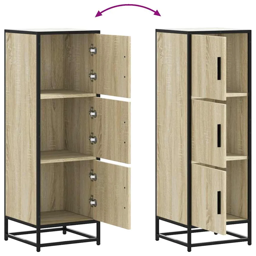 Buffet haut chêne sonoma 35,5x35x106,5 cm bois ingénierie métal - 7
