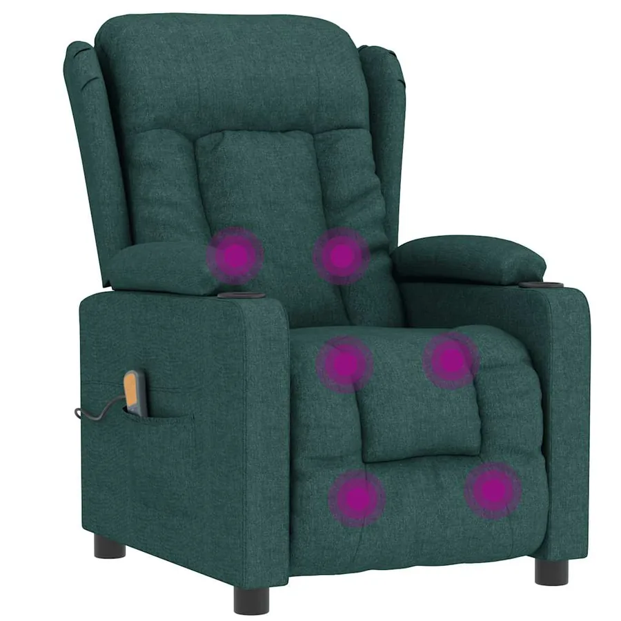 Fauteuil de massage Vert foncé Tissu - 7