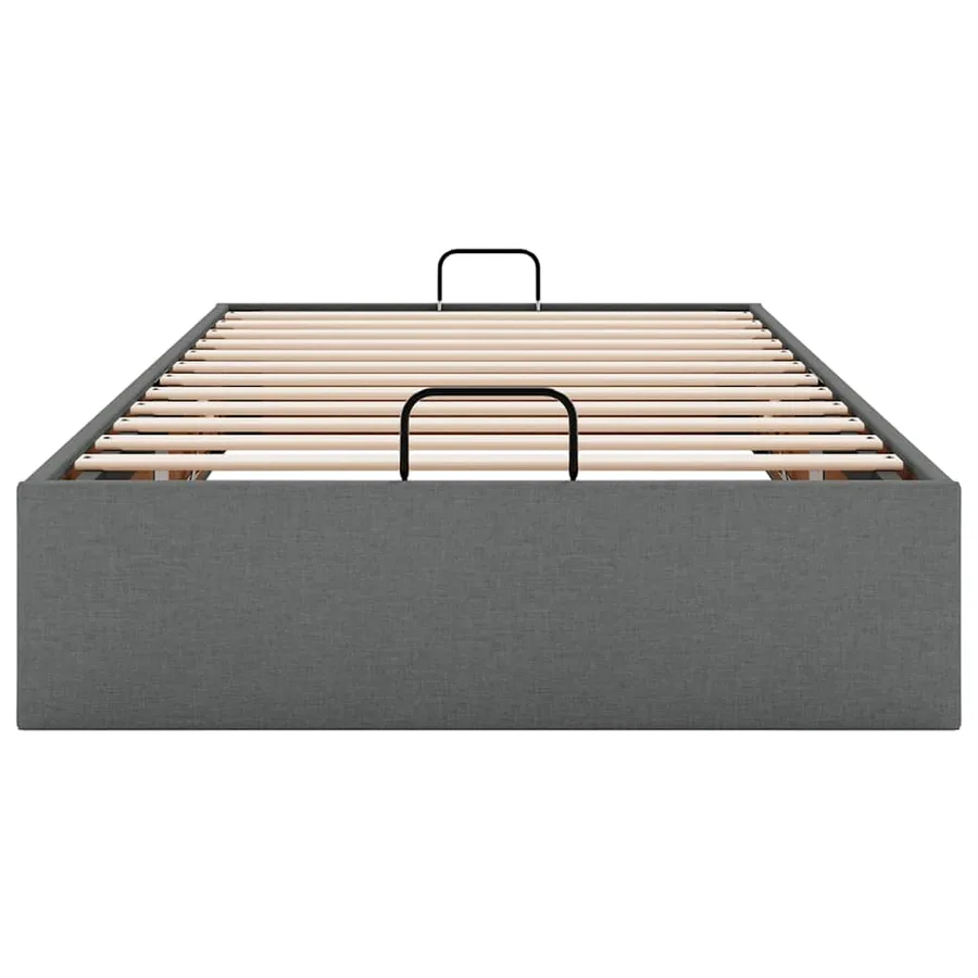 Cadre de lit ottoman sans matelas gris foncé 100x200 cm tissu - 7