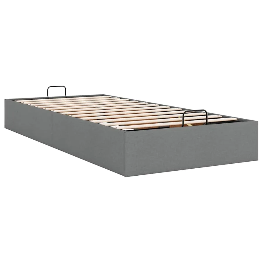 Cadre de lit ottoman sans matelas gris foncé 100x200 cm tissu - 9