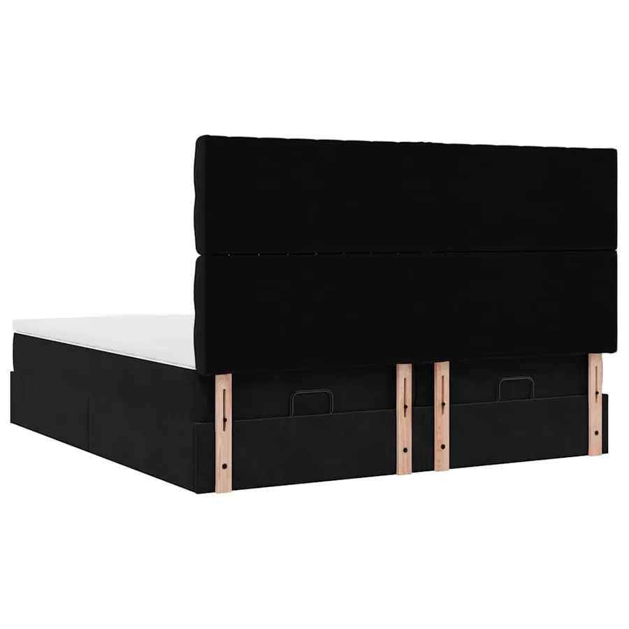 Cadre de lit ottoman avec matelas noir 200x200cm velours - 10