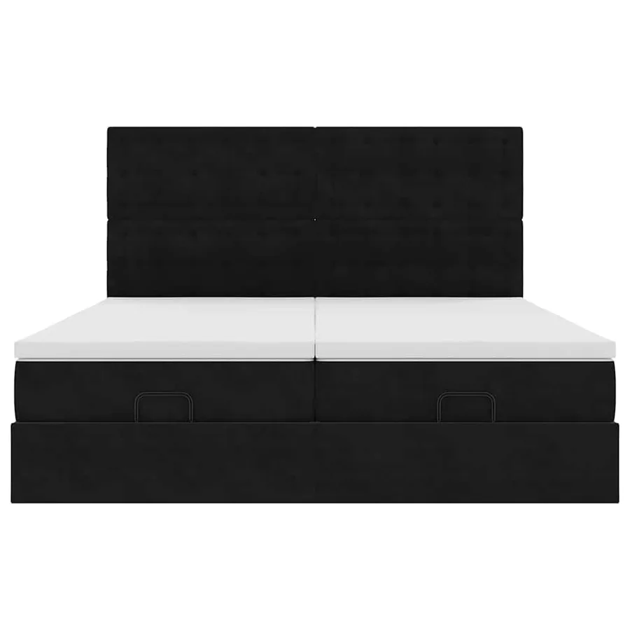 Cadre de lit ottoman avec matelas noir 200x200cm velours - 7