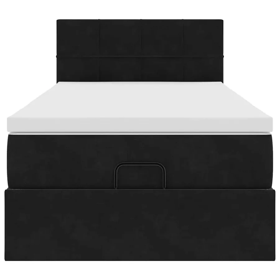 Cadre de lit ottoman avec matelas noir 100x200cm velours - 7