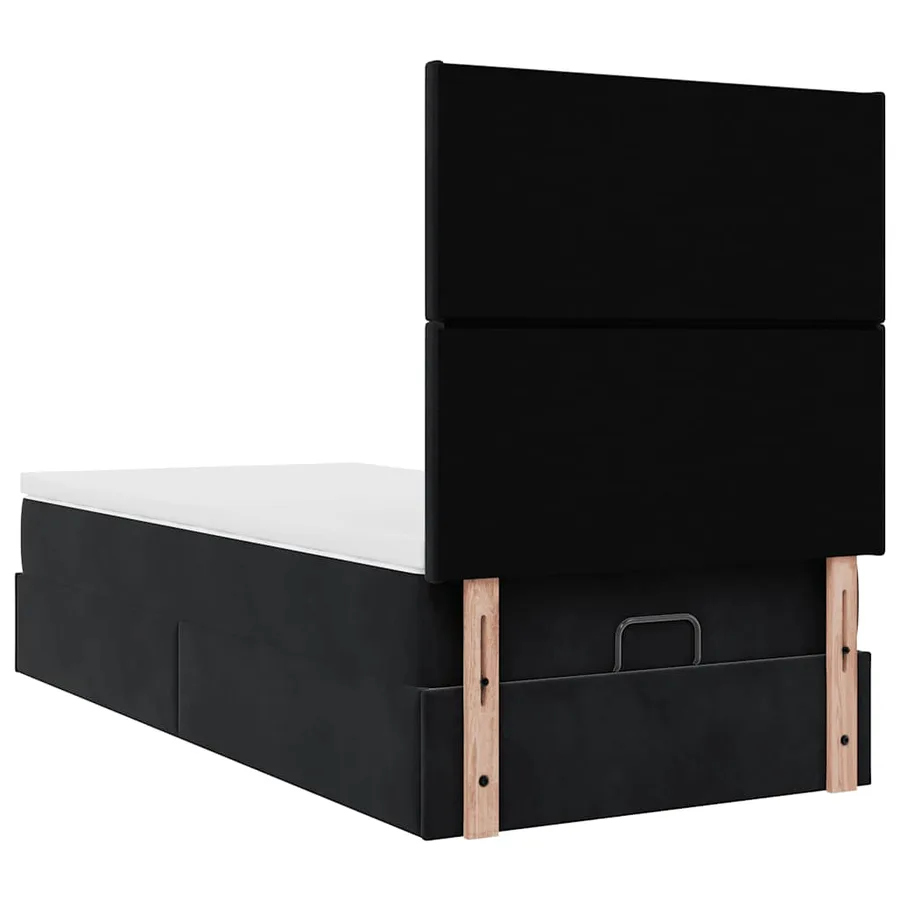 Cadre de lit ottoman avec matelas noir 100x200cm velours - 10