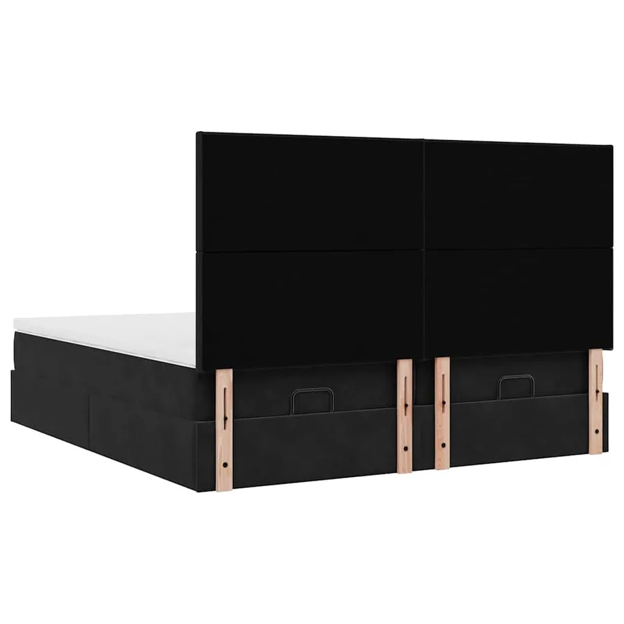 Cadre de lit ottoman avec matelas noir 200x200cm velours - 10