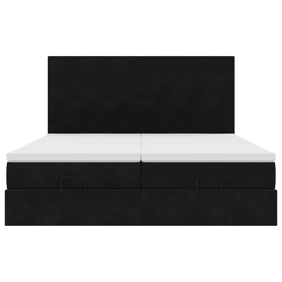Cadre de lit ottoman avec matelas noir 200x200cm velours - 8