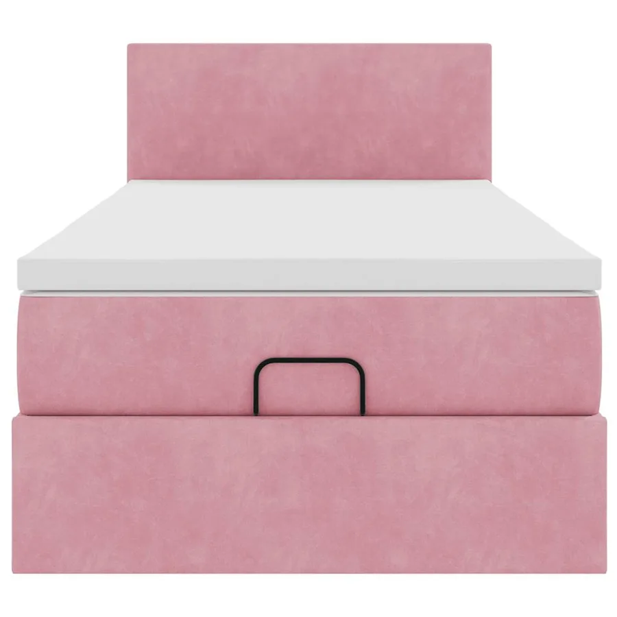 Cadre de lit ottoman avec matelas rose 100x200 cm velours - 7