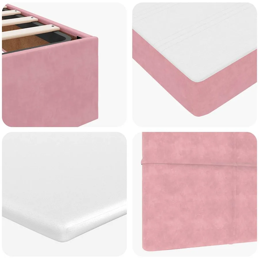 Cadre de lit ottoman avec matelas rose 100x200 cm velours - 14