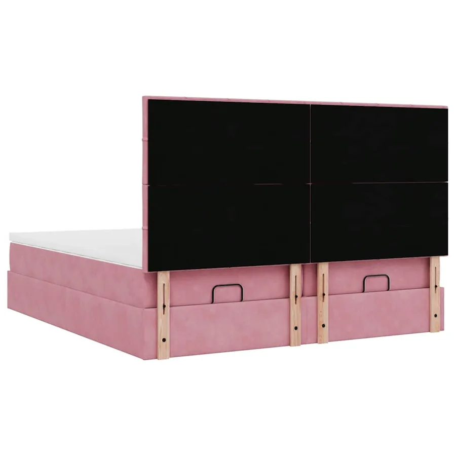 Cadre de lit ottoman avec matelas rose 200x200 cm velours - 10