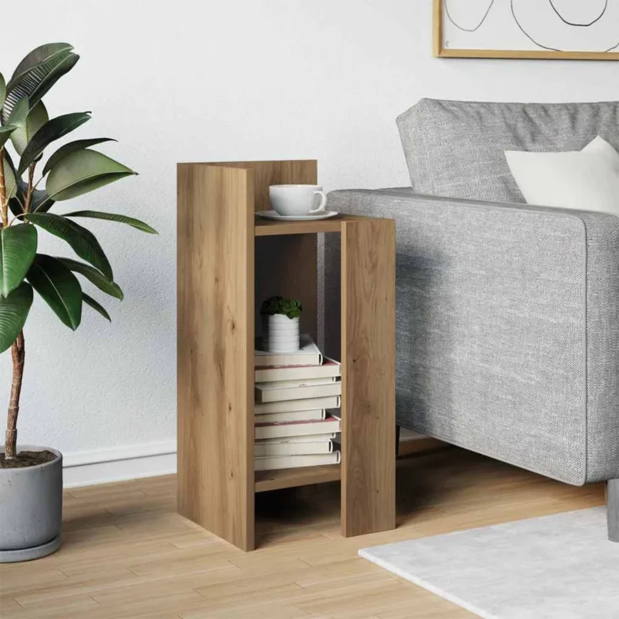 Table d'appoint avec étagère chêne artisanal 25,5x27x60 cm - 3