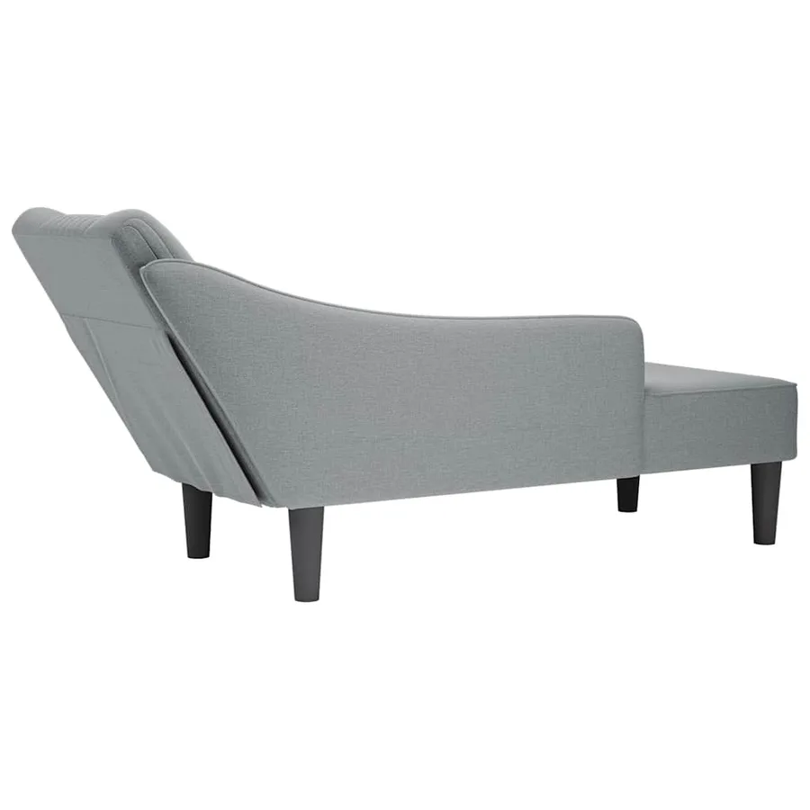 Fauteuil long avec accoudoir droit gris clair tissu - 6