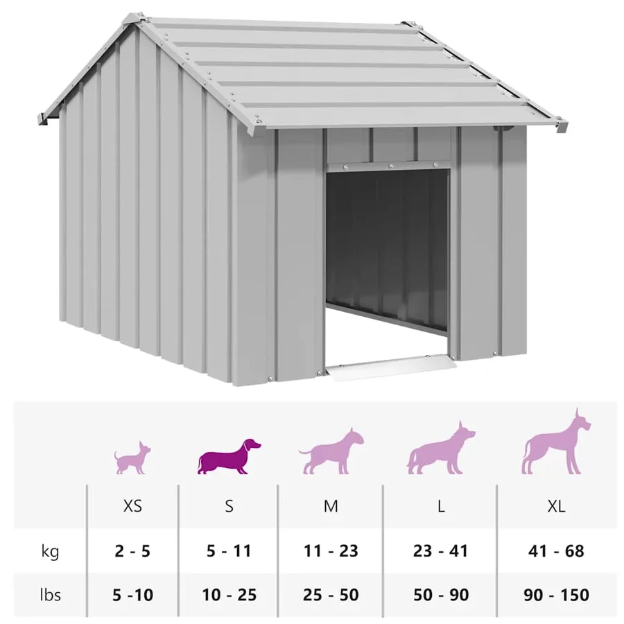 Niche pour chien avec toit noir 83x130x85 cm acier galvanisé - 8