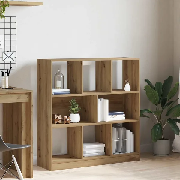 Bibliothèque chêne artisanal 97,5x29,5x100 cm bois d'ingénierie