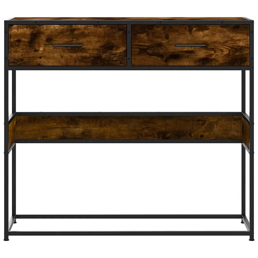 Table console chêne fumé 90x35x80 cm bois d'ingénierie - 4
