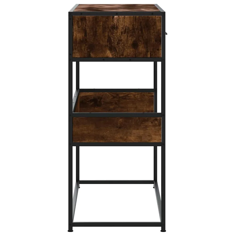 Table console chêne fumé 90x35x80 cm bois d'ingénierie - 5
