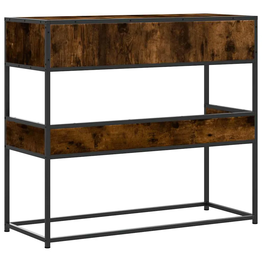 Table console chêne fumé 90x35x80 cm bois d'ingénierie - 6