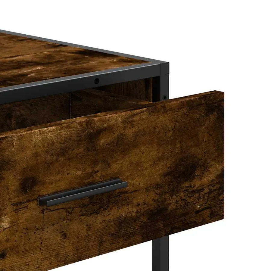 Table console chêne fumé 90x35x80 cm bois d'ingénierie - 8